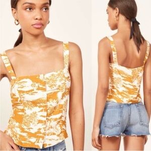 Reformation Yellow and White Tank Top